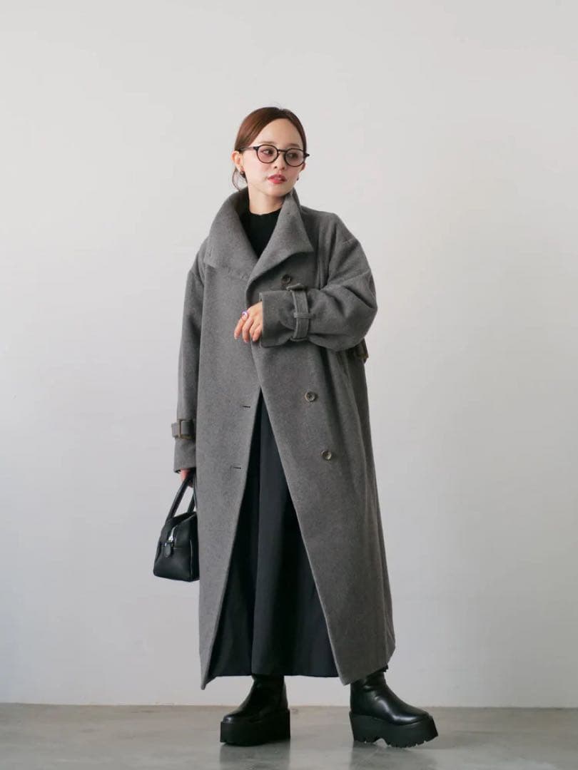★COHINA★田中亜希子さんコラボセミダブルウールロングコート-regular