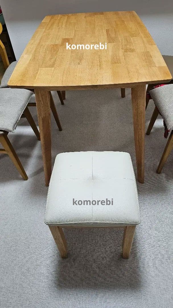 【引き取り限定】ナチュラルウッド　ダイニングテーブル　椅子4脚　セット　スツール
