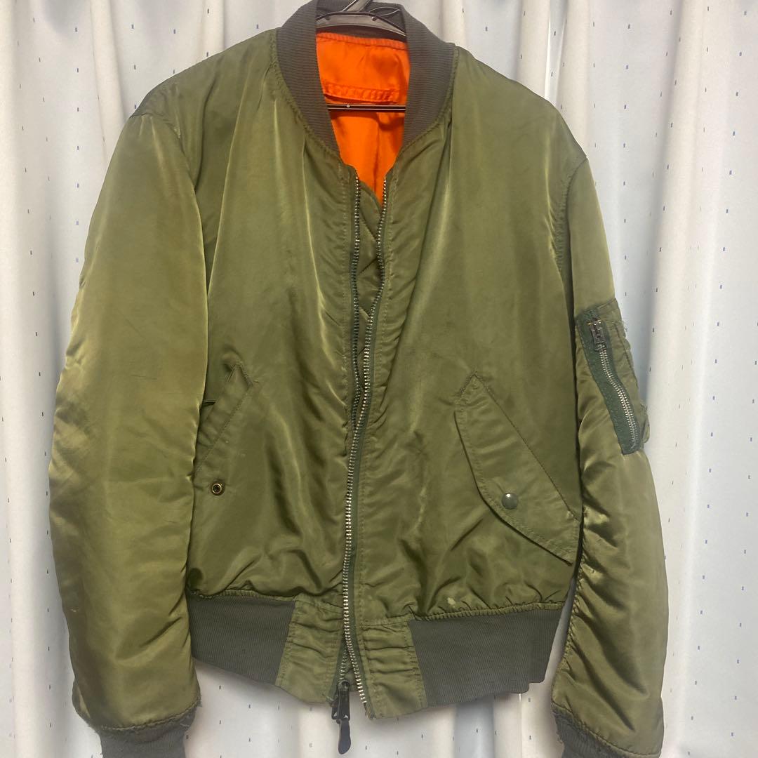 80s？ALPHA MA-1USA製オレンジ裏地 フライトジャケットS 説明必読