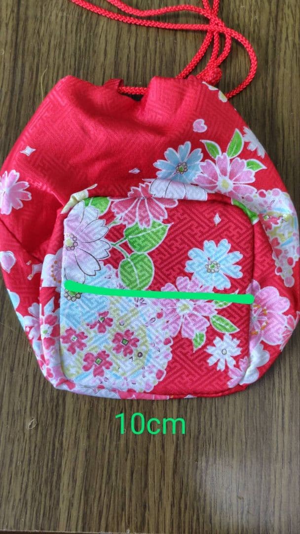 RK330アンティーク子供着物3点セット長襦袢巾着袋付き着丈90裄丈39　3歳用