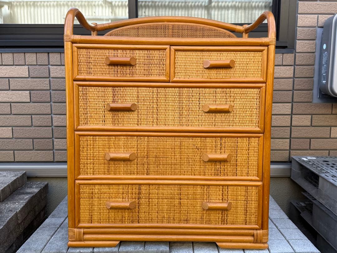 【送料込み】ラタン　チェスト　洋服箪笥　籐