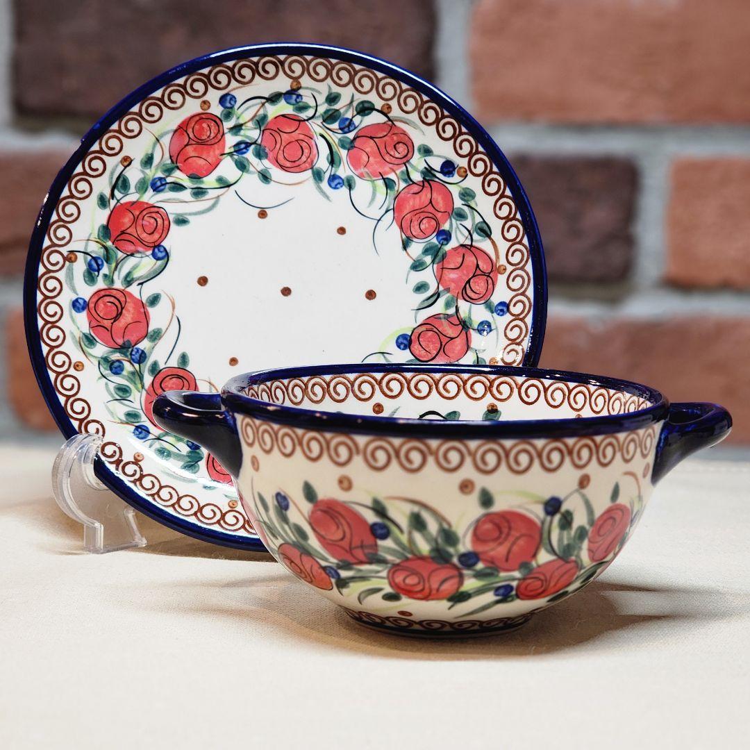 UNIKAT︎✦︎︎同柄✦︎プレート＆ハンドル付ボウル✦︎ポーリッシュポタリー