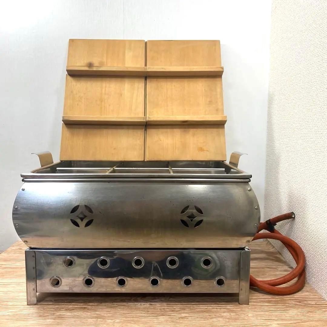 中古品涌井工業 おでんなべ 6ツ切 蓋付プロパン用 約48×38×H31㎝