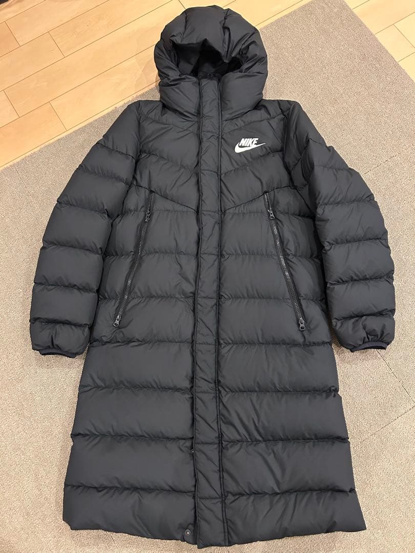Nike フード付きダウンコート ベンチコート 黒