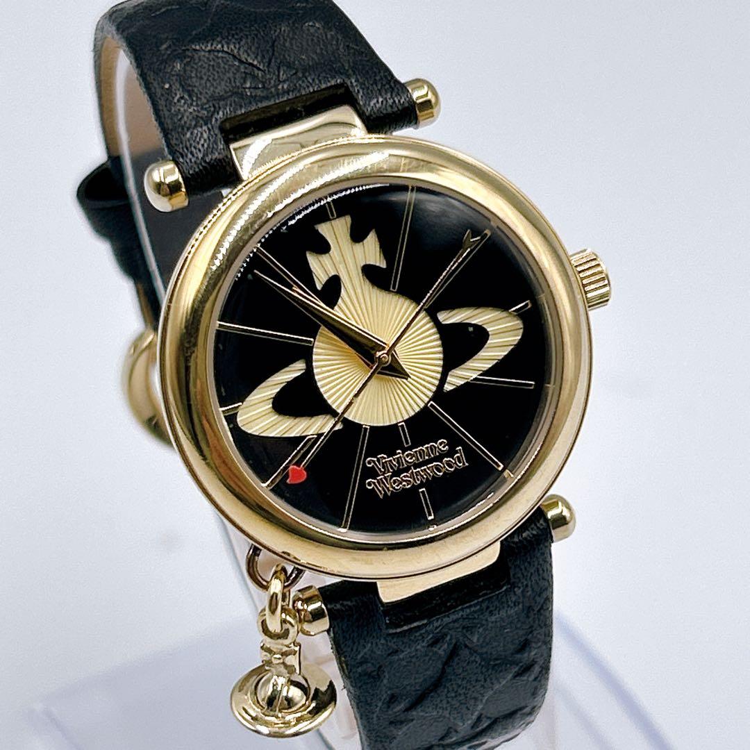 ☆状態良好☆【Vivienne Westwood】 腕時計 ORB レザー 黒金