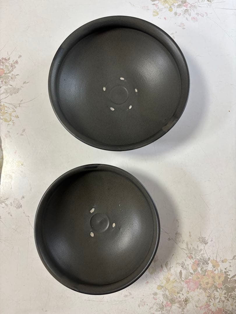 荒楽窯 荒賀文成 黒釉5寸、6寸　鉢　馬たらい皿　2枚　新品