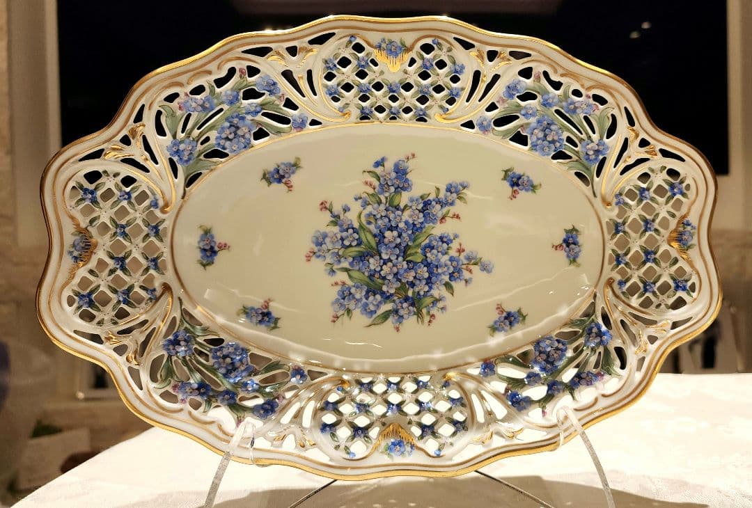 超希少 特大 31.3cm シューマン ババリア 勿忘草 ピアス プレート