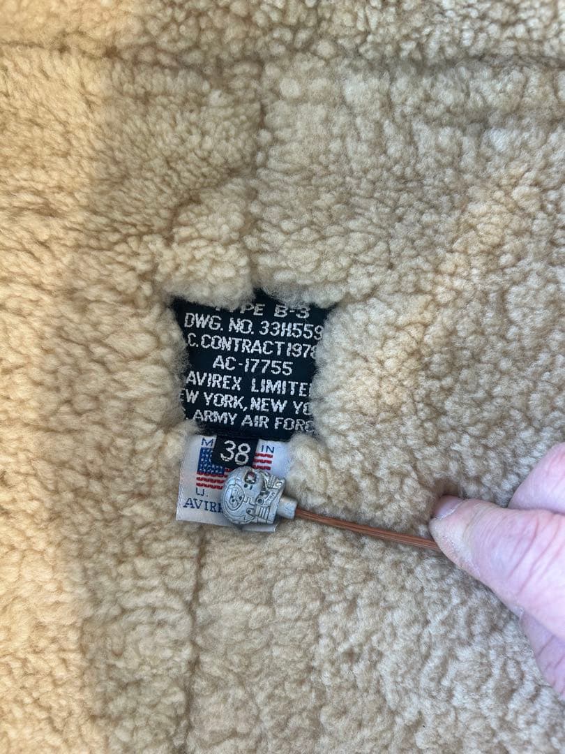 AVIREX B-3 リアルムートン USA製 size38