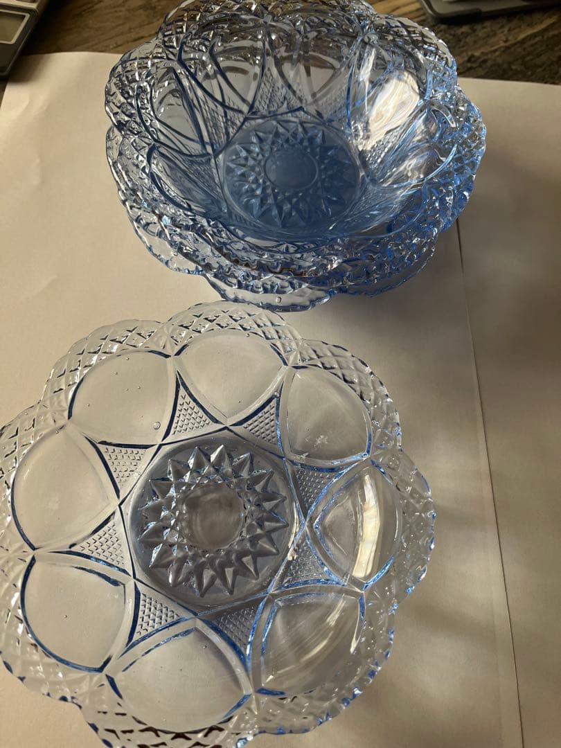 超可愛いヴィンテージガラス　小鉢5枚　ブルーのガラス　和ガラス