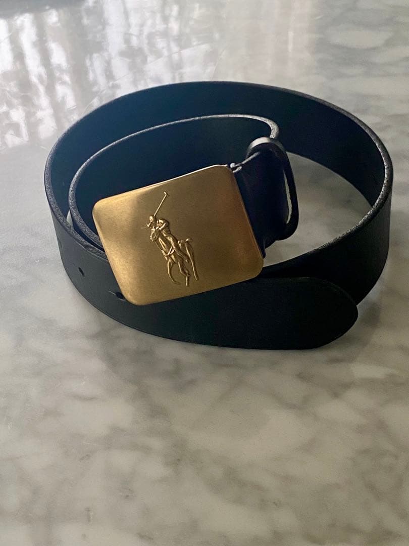 うさこ　ラルフローレン　ベルト　ゴールド　ポニーバックル　ブラック