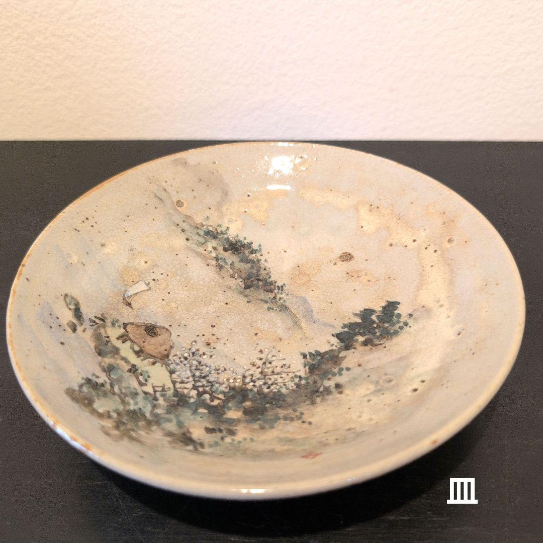 古犬山焼 鉢と皿 あるいは 蓋物と金環古材　平棗　堀内宗完　箱書き