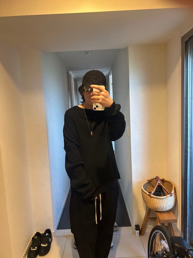 SHINYAKOZUKA ワッフルカットソー　ブラック