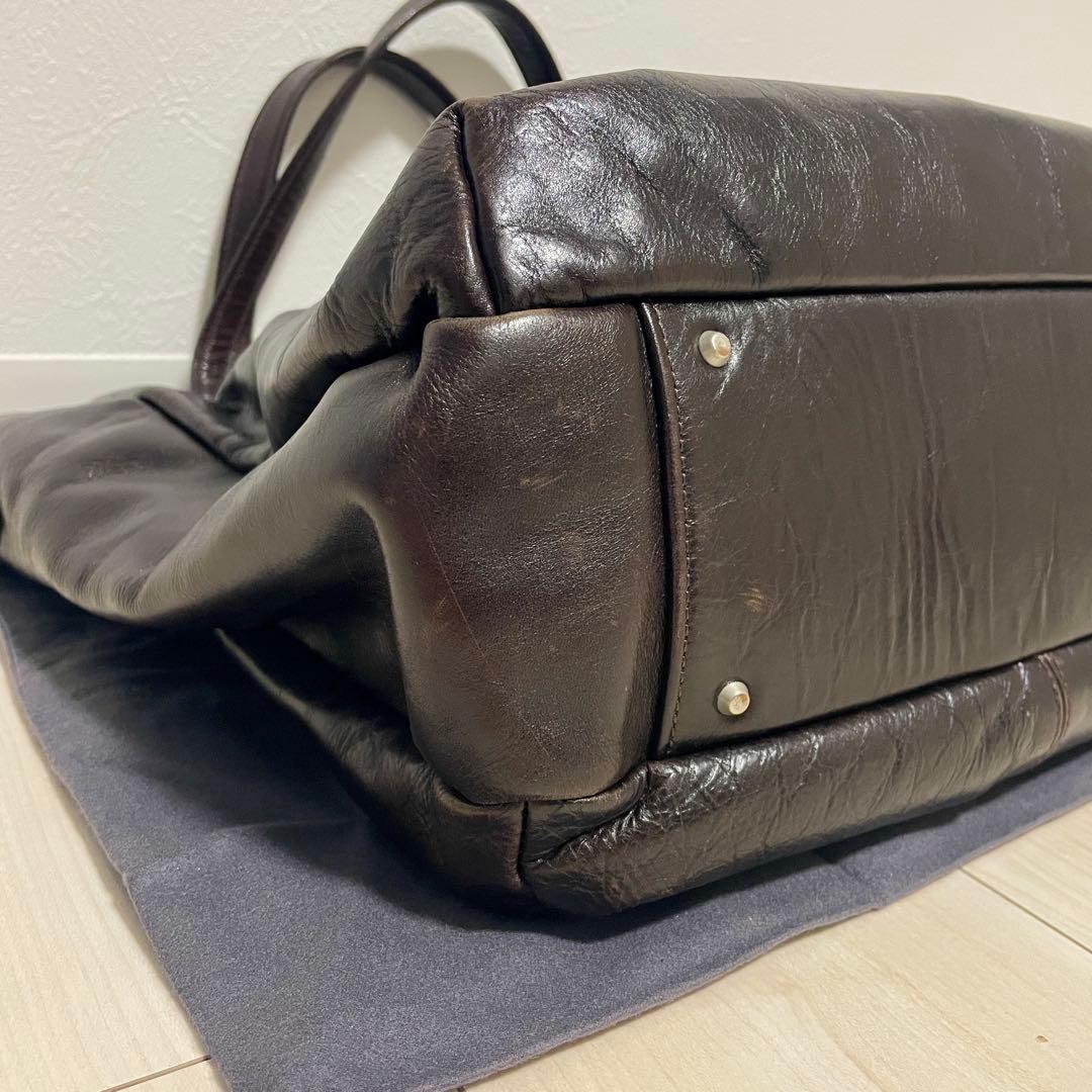 【おかか*無言取引】アニアリ　トートバッグ　ブラウン　オールレザー