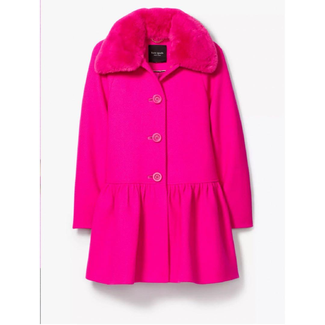 m　再値下げ　新品！ケイトスペード コート　ファーコート　バービー ピンク