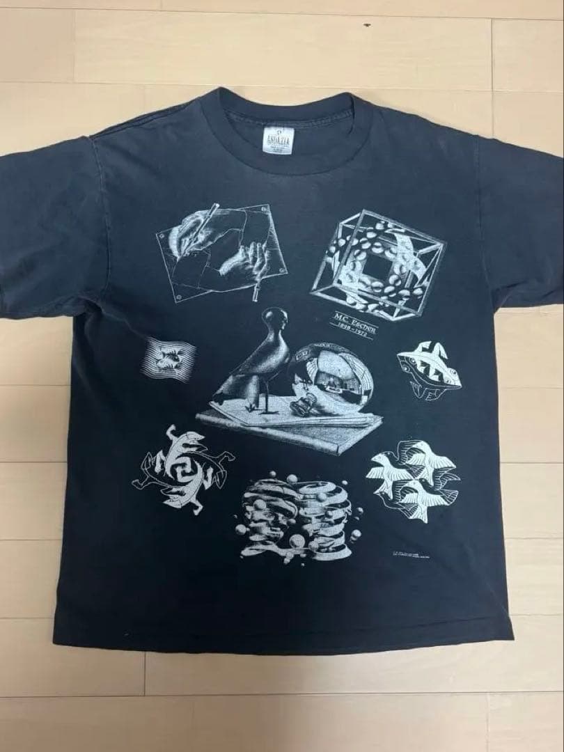 A*o様 90s Tシャツ エッシャー アート ヴィンテージ 総柄　M.C ES