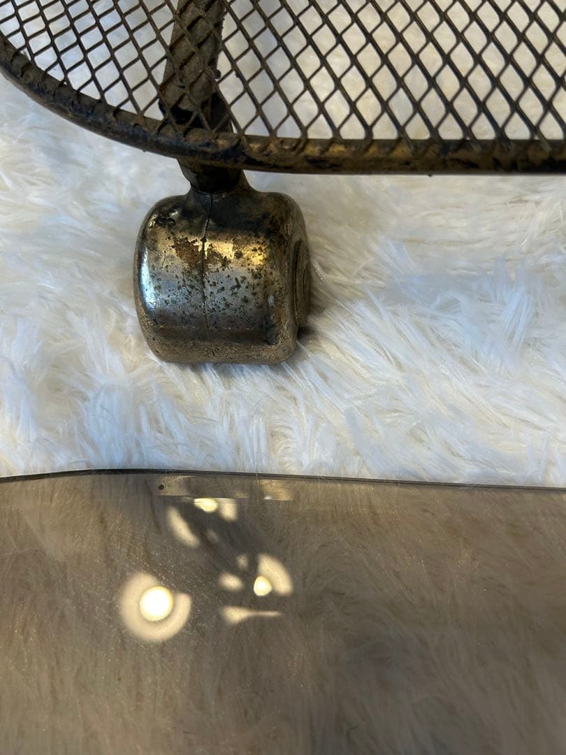 ヴィンテージ ミッドセンチュリー ガラス天板 真鍮キャスター HMC 薔薇