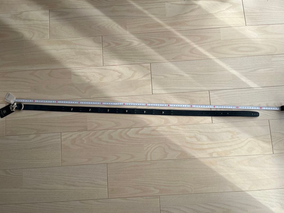 未使用品　AMBOISE ネイビーレザー ベルト 星型装飾　90 フランス製