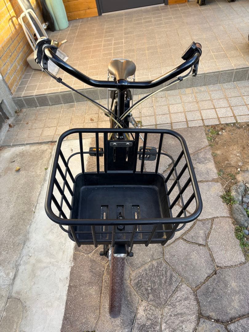 大阪発　電動アシスト自転車 ダークブラウン 前カゴ付き　パナソニック　グリッター