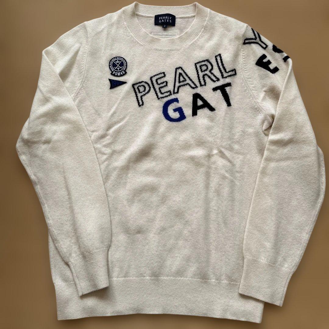 PEARLY GATES ロゴ入りカシミヤセーター　サイズ　2