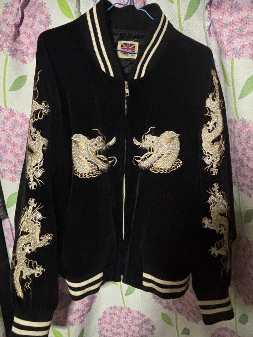 LONDON F.B. 黒 スカジャン ドラゴン刺繍