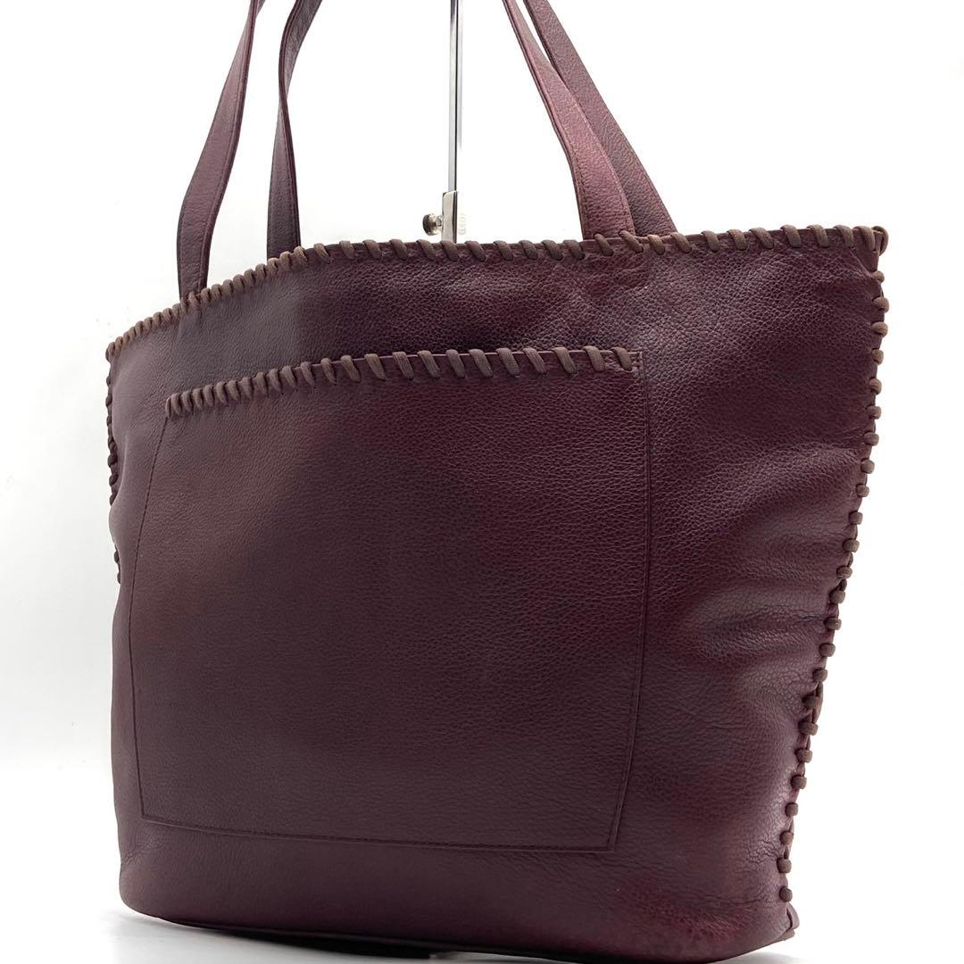 YSL トートバッグ 編み込み レザー ボルドー 肩掛け A4 レディース