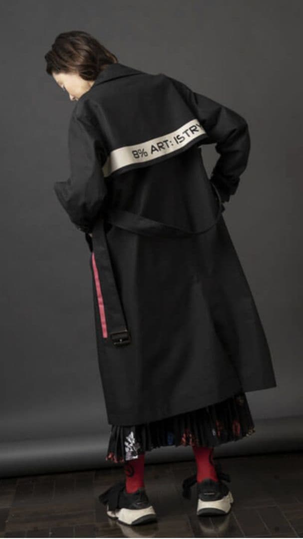 新品タグ付き☆トーマスマグパイアートプリント トレンチコートブラック