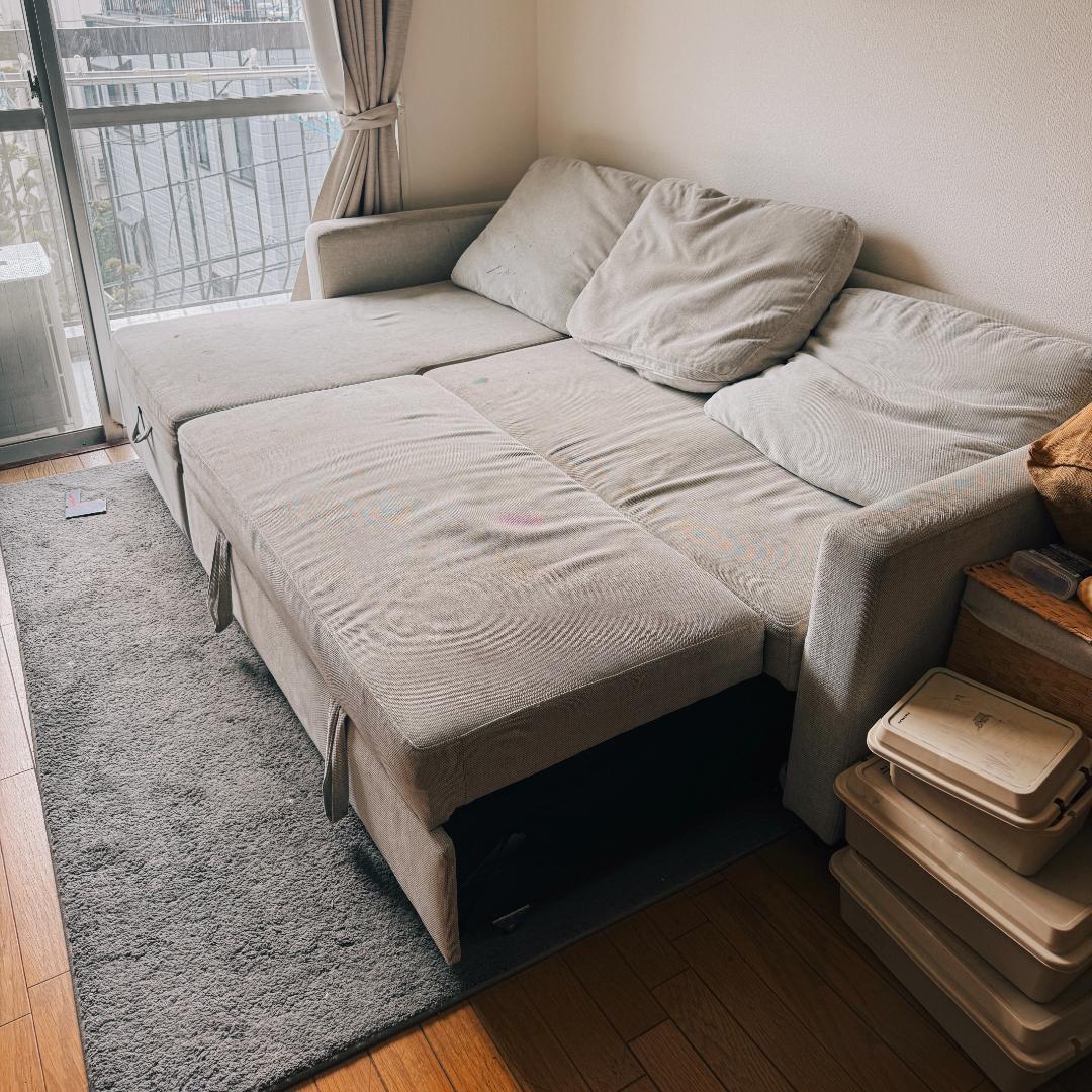 収納付きカウチソファベッド 布張りタイプ (ノアーク2 GY) 210cm