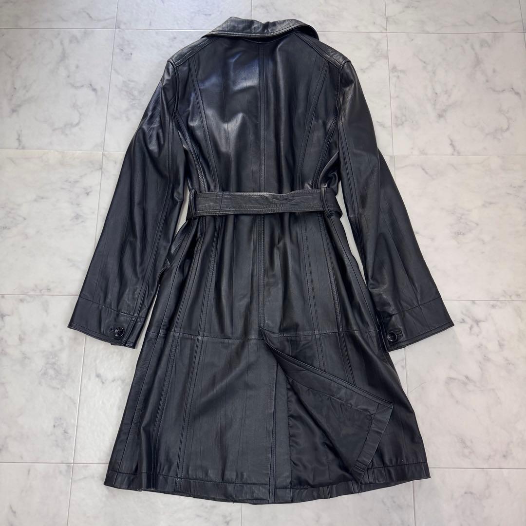 希少　BELLUCCI ゴートレザー　ステンカラーコート　M 黒　ベルト付