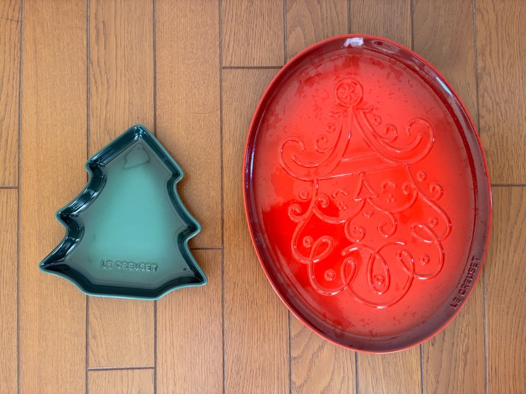 レア〜ル・クルーゼのクリスマスセット　サンタオーバルプレート　ツリープレート