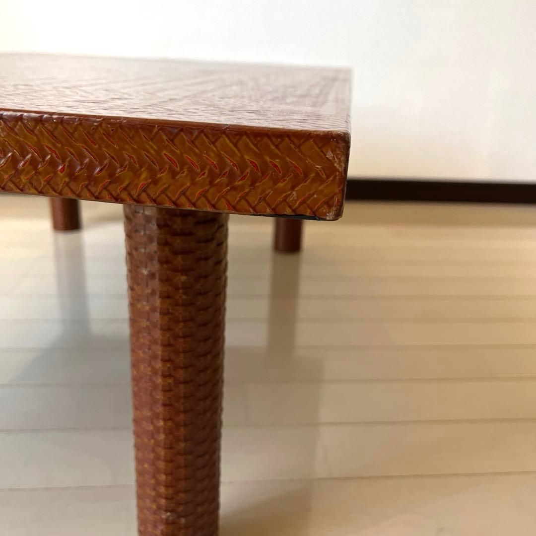 井上らんたい漆器 籃胎 丸脚応接台 茶 テーブル 定価25万円 伝統工芸