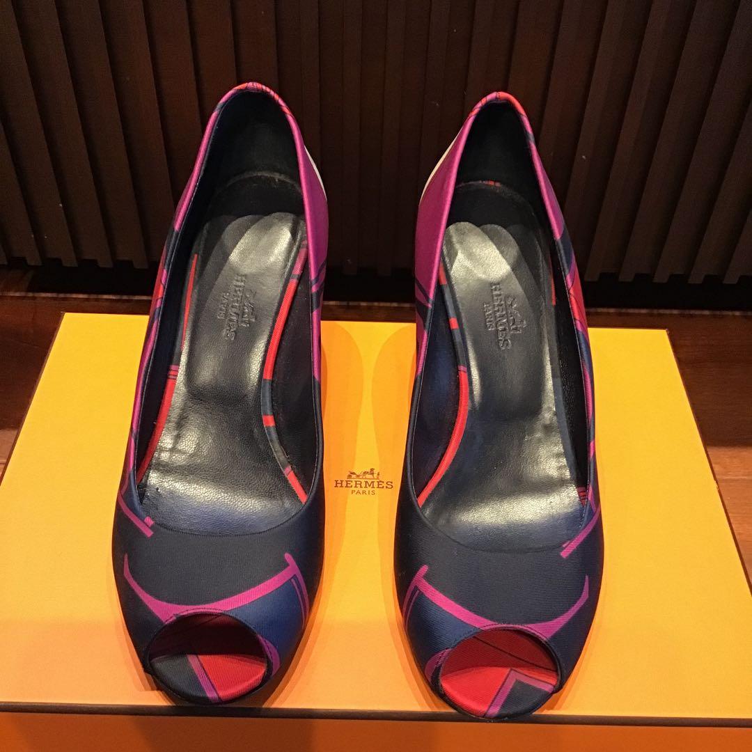 エルメスシルクパンプス37