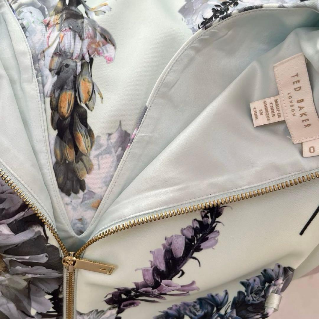 【極美品】TED BAKER 0 花柄 ワンピース ミント　フォーマル