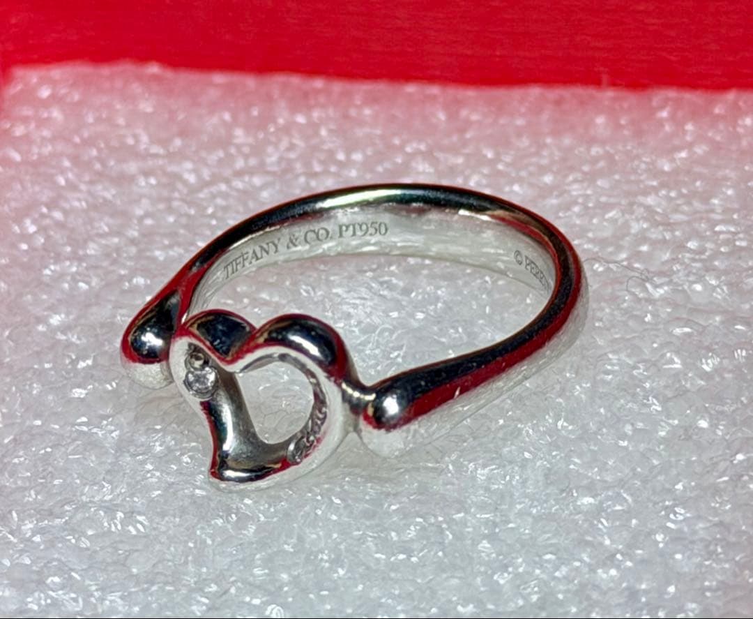 ティファニー リング オープンハート ダイヤモンド PT950 7号 【中古】