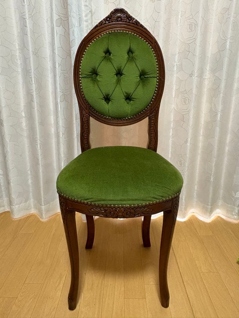 期間限定値下げイタリア製チェア猫脚椅子ロココ調グリーン緑ドールチェアイタリア家具