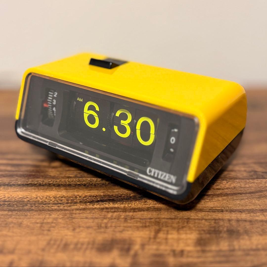 【メンテ済み・動作正常】CITIZENパタパタ時計 ハイリーフ・カーチス黄黒