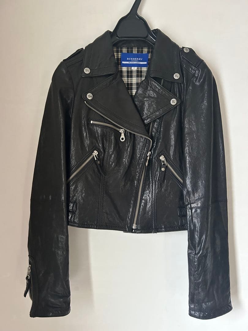 BURBERRY BLUE LABEL ダブルライダースジャケット 羊革 黒38
