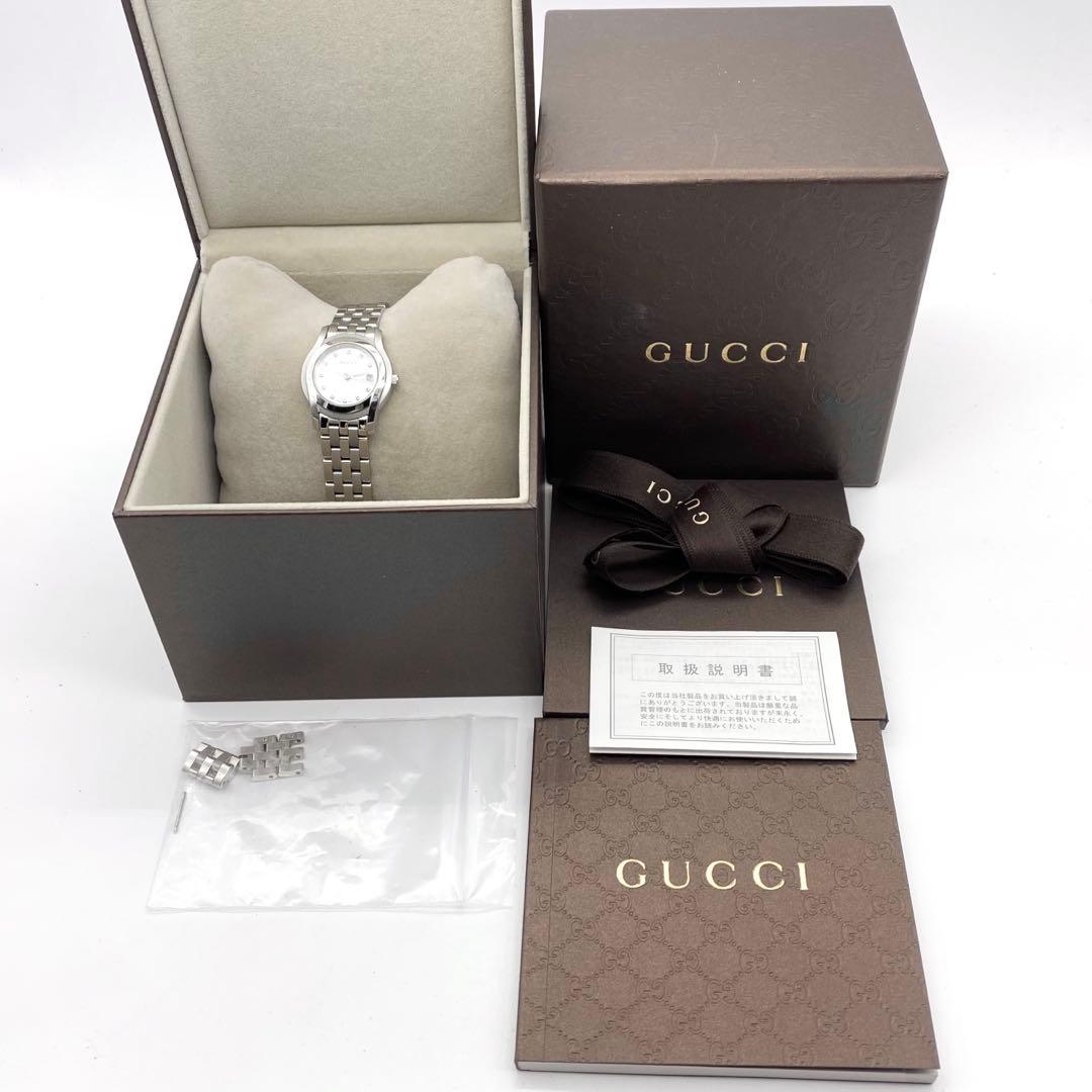 極良品☆稼働　GUCCI　新品電池　11Pダイヤ　5500L レディース腕