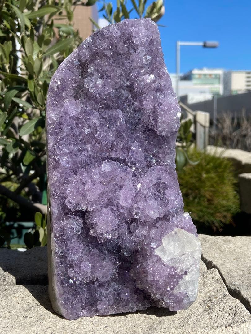 【開運・浄化】ウルグアイ産！アメジストドーム⭐花付⭐カルサイト共生N104