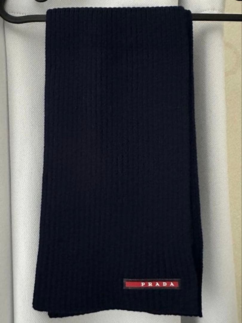 【極美品】PRADA マフラー　ネイビー