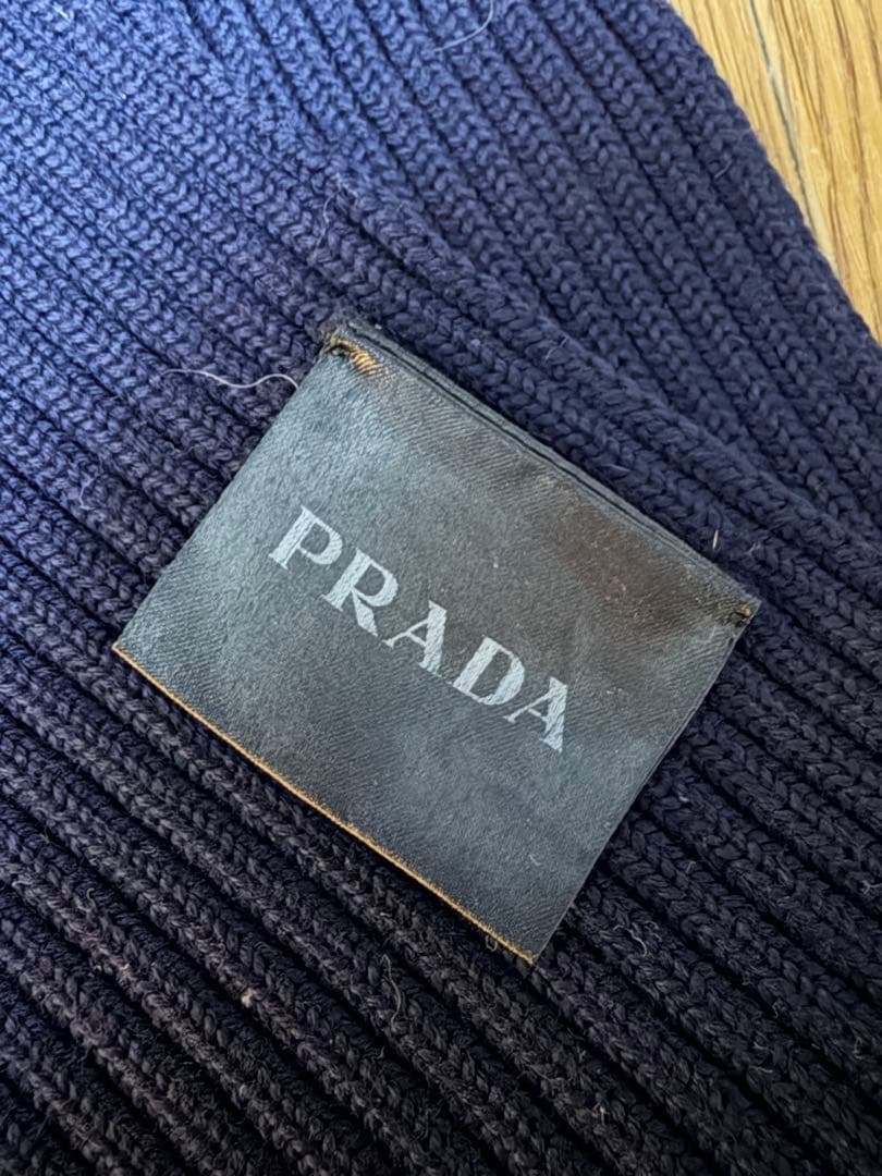 【極美品】PRADA マフラー　ネイビー