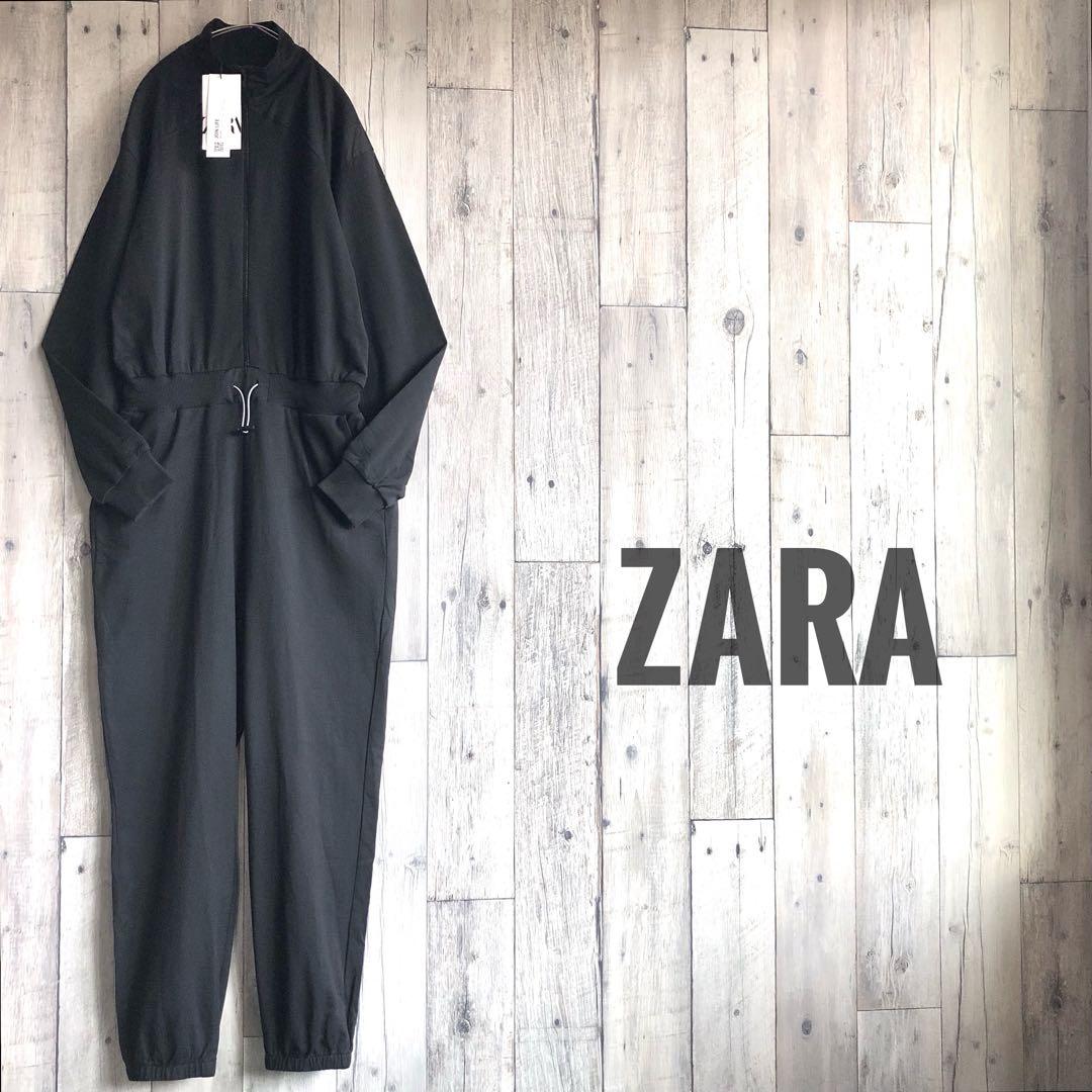 未使用　ZARA ザラ　オールインワン　つなぎ　ツナキ　ジャンプスーツ　黒　切替