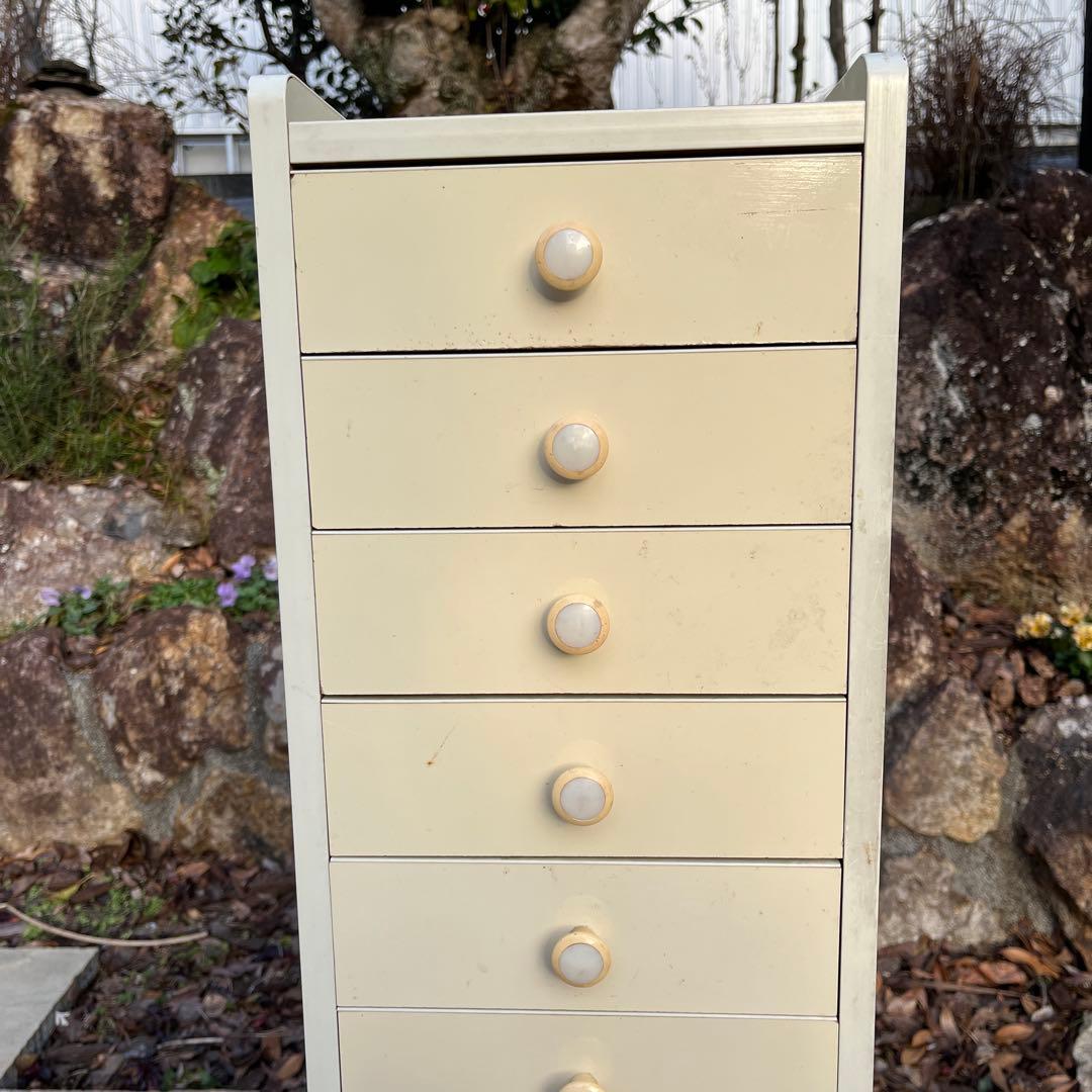 引き出し昭和レトロ　スリムチェスト 隙間収納　タンス 整理棚　10段　ホワイト