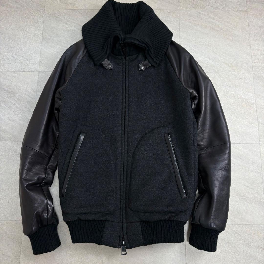 1piu1uguale3 ウノピゥウ スタジャン ブルゾン カシミヤ ラムレザー