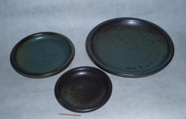 益子焼「丸皿（イラボ）４寸～７寸」３枚組【 送料確認用出品 】