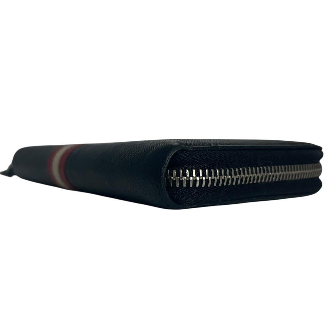 希少✨プラダ 長財布 ラウンドファスナー ストライプ サフィアーノ ブラック