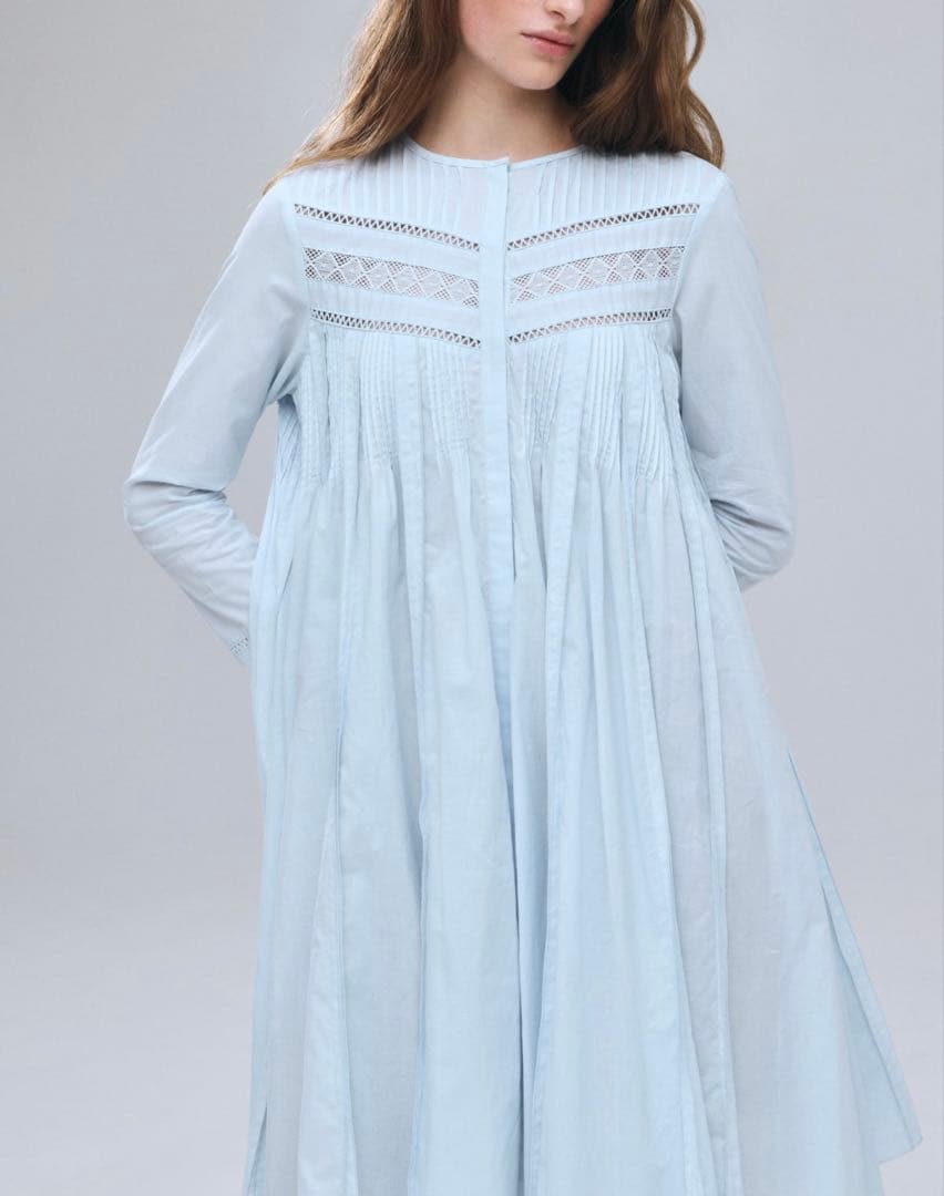 L’AUBE BLANC Pin-tuck Lace Mini Dress