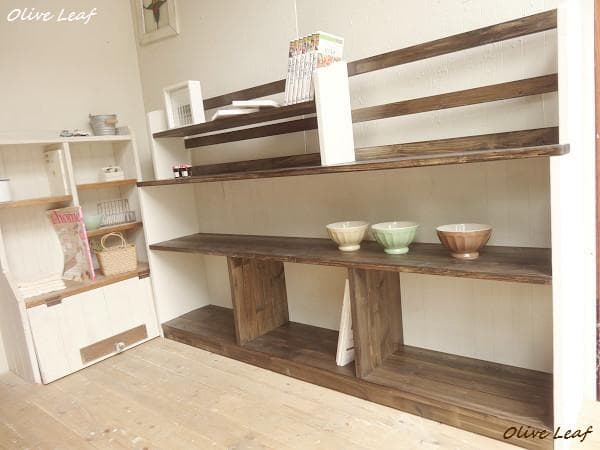 サイズ、デザインオーダー可！超ワイドラックＷ130●シャビーエスプレッソ受注製作