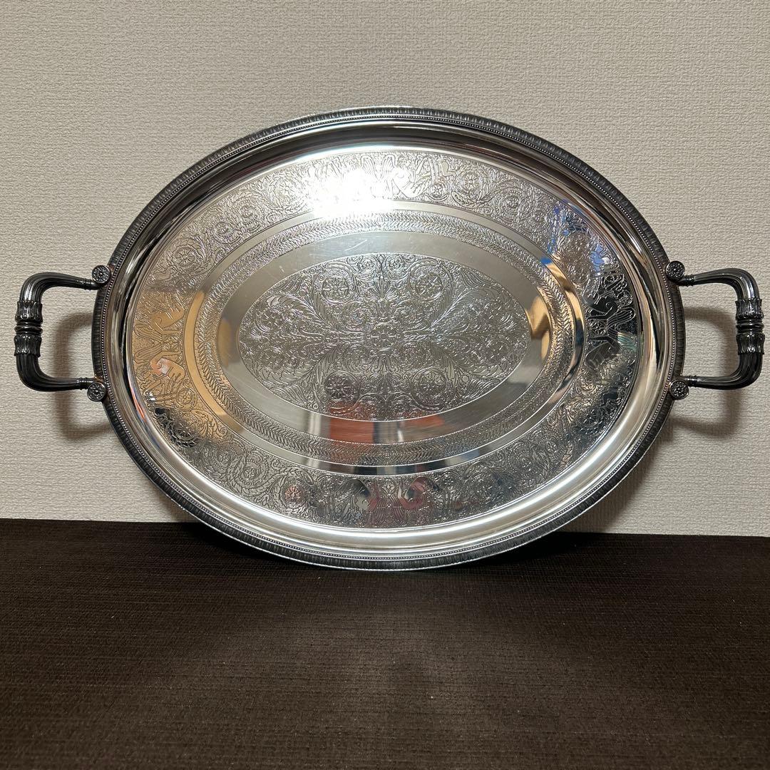クリストフル　オーバルトレイ　サービスプレート　　シルバー　精巧細工