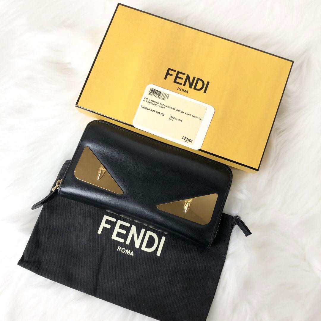 最終価格 FENDI 長財布 モンスター バグズアイ ラウンドファスナー
