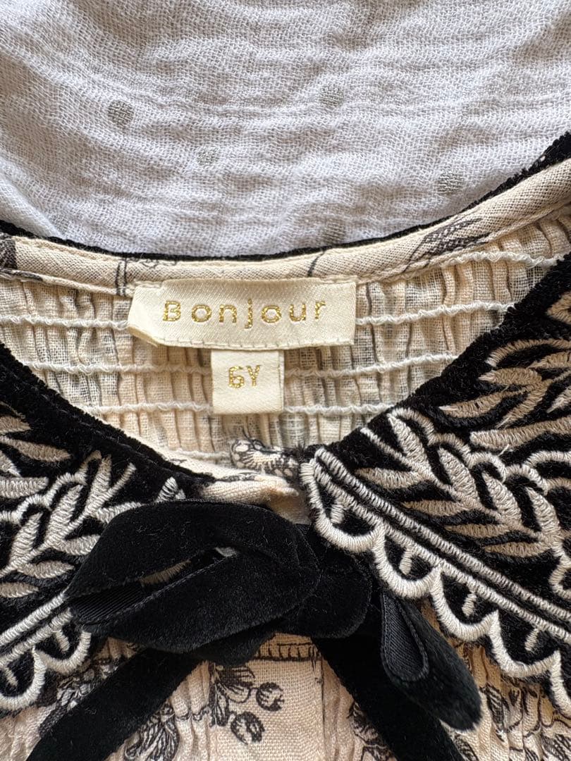 Bonjour diary 刺繍襟チュニックワンピース 6y